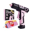 EZARC Cordless Hot Glue Gun, 15s Fast Heating, 30 Mini Glue Sticks, Pink