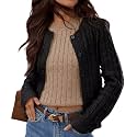Ezbelle Women's Long Sleeve Open Front Cropped Lightweight Cardigan Sweater Button Down Shirt 2026 Fall Tops