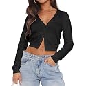 Ezbelle Women's Long Sleeve Open Front Cropped Lightweight Cardigan Sweater Button Down Shirt 2026 Fall Tops