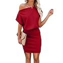 Ezbelle Women's Off The Shoulder Dress Summer Short Sleeve Casual Wedding