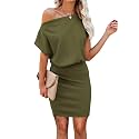 Ezbelle Women's Off The Shoulder Dress Summer Short Sleeve Casual Wedding