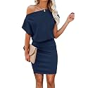 Ezbelle Women's Off The Shoulder Dress Summer Short Sleeve Casual Wedding
