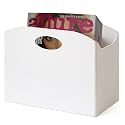 EZDeco Magazine Holder Foldable Magazine Rack Floor PU Leather File Holder Newspaper Book Storage Basket Document File Folder Organizer for Office Home (White-1)