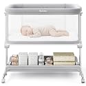 Ezebaby Baby Bassinets Bedside Sleeper, Portable Bedside Bassinet for Baby Newborn Infants with Adjustable 7 Heights and All Mesh Sides, Newborn Crib with Mattress and Soft, Breathable Sheet