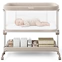 Ezebaby Baby Bassinets Bedside Sleeper, Portable Bedside Bassinet for Baby Newborn Infants with Adjustable 7 Heights and All Mesh Sides, Newborn Crib with Mattress and Soft, Breathable Sheet