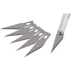 ezeeport detail knife - crafts steel knife cutter tool with 5 blades 5 multi-utility knife - 15 x 2 x 13 centimetres - silver