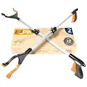 EZPIK® Grip Aid Tool Grabber Reacher + Magnets - Grabbers for Seniors, Trash Picker Upper Grabber - Trash Grabber Tool- Reacher Grabber Pickup Tool (Silver, 32″ (Pack of 2))