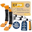 EZPIK Pro 40" Extended Grabber Reacher Tool for Elderly, Trash Hand Grabber Pickup Sticks for Seniors, Extension Gripper Claw Pickup Tool, Hand Extension Magnetic Folding Tongs 2-Pack (Silver)