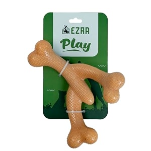 ezra play lobster bone dog chew toy  durable non-toxic rubber chew bone  interactive toy for dental health teething amp active chewers