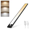 EZVALO Rechargeable Motion Sensor Led Light for Wardrobe 3 Color Modes Magnetic Closet with Stepless Dimming for Under Counter| Under Cabinet Light,Kitchen Light,Cupboard Lights (BLACK-30CM)