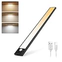 EZVALO Rechargeable Motion Sensor Led Light for Wardrobe 3 Color Modes Magnetic Closet with Stepless Dimming for Under Counter| Under Cabinet Light,Kitchen Light,Cupboard Lights (BLACK-30CM)