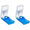 EZY DOSE Ezy Dose Pill Cutter with Safety Shield │Safely Cut Pills and Vitamins │Pill Splitter, Colors May Vary (Pack of 2)
