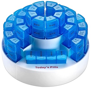 monthly pill box 31 day medication organizer multiple daily doses section removable compartments perfect for travelling detachable containers