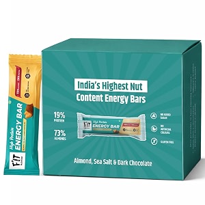 fit nutrition high protein energy bar - almond sea salt amp dark chocolate  73 almonds  sea salt - tastes like a treat  no added sugar no artificial flavours gluten free - healthy amp tasty snack for kids amp adults 4 x 35gm