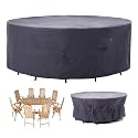 F&amp;J Outdoors Large Round Patio Furniture Covers, Grey, 110"Dia x 33"H