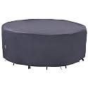 F&amp;J Outdoors Round Patio Furniture Covers, Grey, 110" Dia x 27.5" H