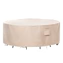 F&amp;J Outdoors Round Patio Furniture Cover, Beige, 84"Dia x 27.5"H