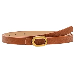 f dream leather belt for ladies - all-match fashion accessory with gold buckle brown 28 inch