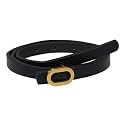 F DREAM Leather Belt Ladies Jeans Fashion All-Match Belt Women Gold Buckle Small Belt Jeans Dresses Accessories Belt (Black, 26 Inch)
