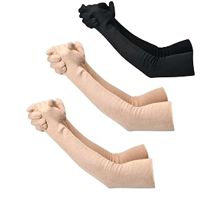 f y v cotton full finger hand arm sleeves for unisex  uv sunburn and dust protection arm covers for outdoor riding driving biking and daily use