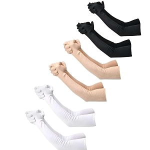 f y v cotton full fingers hand arm sleeves sun burn protection arm sleeves for unisex - uv tan dust protection arm cover ideal for outdoor activity