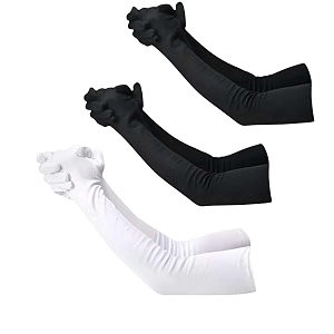 f y v cotton full fingers hand arm sleeves of black white amp beige sun burn protection arm sleeves for womensgirls - uv tan dust protection arm cover ideal for outdoor activity