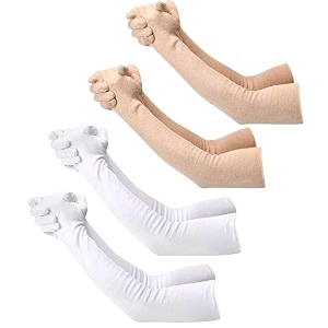 f y v cotton full finger hand arm sleeves for unisex  uv sunburn and dust protection arm covers for outdoor riding driving biking and daily use