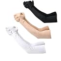 F Y V Cotton Full Fingers Hand Arm Sleeves of Black, White &amp; Beige Sun Burn Protection Arm Sleeves for Womens/Girls - UV Tan Dust Protection Arm Cover Ideal for Outdoor Activity