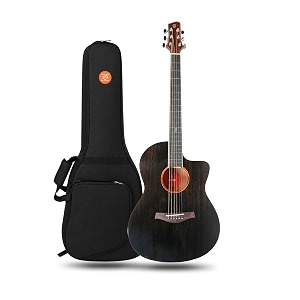 f139c beginner acoustic guitarall-mahogany western cutaway rosewood fingerboard natural gloss finish guitar black top gloss