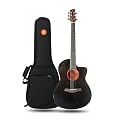 F139C Beginner Acoustic Guitar,All-Mahogany, Western Cutaway, Rosewood Fingerboard, Natural Gloss Finish Guitar (Black Top Gloss)