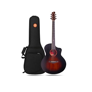 f240c beginner acoustic guitar auditorium cutaway body mahogany top amp back rosewood fingerboard travel guitar high gloss finish tobacco gloss