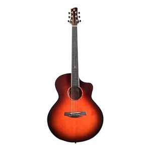 f240c beginner acoustic guitar auditorium cutaway body mahogany top amp back rosewood fingerboard travel guitar high gloss finish tobacco gloss