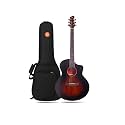 F240C Beginner Acoustic Guitar, Auditorium Cutaway Body, Mahogany Top & Back, Rosewood Fingerboard, Travel Guitar, High Gloss Finish (Tobacco gloss)
