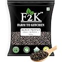 F2K Black Pepper Whole (Kali Mirch Sabut) - 500gm Black Peppercorns Unleash Intense Flavor and Aroma for Authentic Cooking, Whole Black Pepper for Grinding, Sabut Kali Mirch Fresh Flavor, Pack of 1