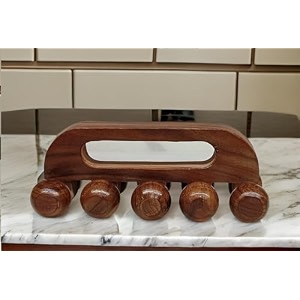 wooden 10 ball roller body massager for back neck foot calf leg arm  deep tissue massager relief for muscles - brown