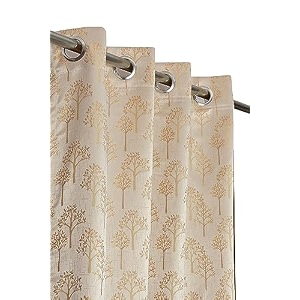 premium room darkening jacquard fabric tree curtains for long door 10 feet set of 2 beige