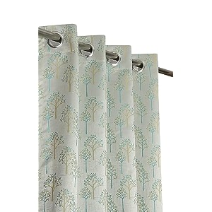 premium room darkening jacquard fabric tree curtains for window 5 feet set of 1 aqua