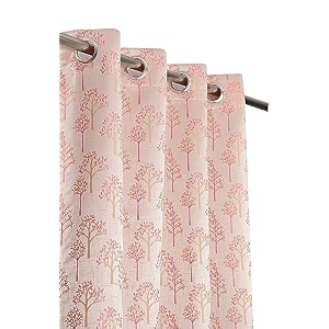 premium room darkening jacquard fabric tree curtains for door 7 feet set of 1 pink