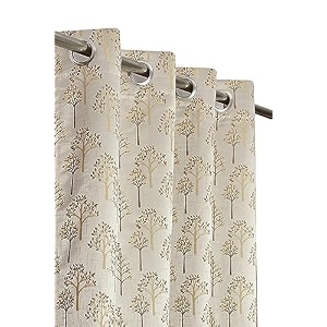 premium room darkening jacquard fabric tree curtains for long door 8 feet set of 1 brown