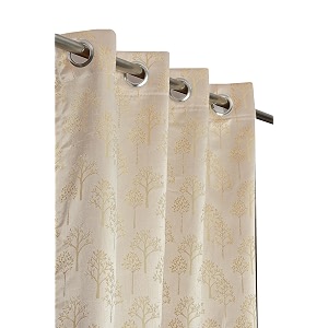 premium room darkening jacquard fabric tree curtains for long door 8 feet set of 2 beige