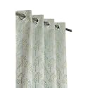 Premium Room Darkening Jacquard Fabric Tree Curtains for Long Door 8 Feet, Set of 2, Aqua