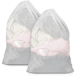 fab ellite mesh laundry washing bag with zipper  durable clothes protector for delicates amp small items  machine washable laundry bag for gentle in-wash cleaning solid color pack of 2