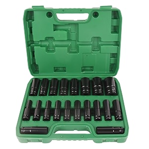 fab innovation 20 pcs 12-inch drive socket set  metric size 8-32mm  standard 6 point deep sockets set with a storage cage amp lases edged sizes  cr-v steel  multipurpose diy use