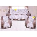 Fab Nation 10 Sofa Covers for 5 Seater - Exclusive Net LACE Sofa Covers Set - White