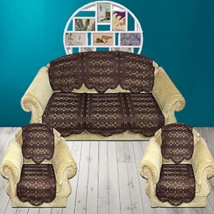 fab nation 10 sofa panels for 5 seater - brown net sofa cover and chair cover set