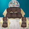 Fab Nation 10 Sofa Panels for 5 Seater - Brown Net Sofa Cover and Chair Cover Set