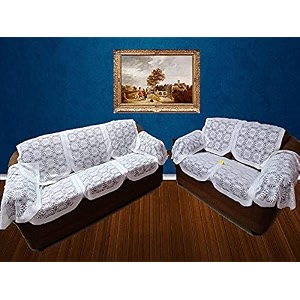 fab nation 14 sofa panels for 5 seater sofa set polyester blend slipcover - net sofa cover amp chair cover set white floral design
