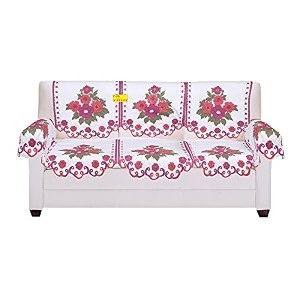 fab nation 3 seater net polyster fabric in amazing colored exclusive flower design sofa cover with sofa arm covers design might vary