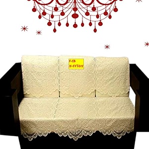 fab nation 6 sofa covers for 3 seater sofa - cream net sofa cover and chair cover set
