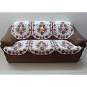 Fab Nation 3 Seater Sofa Covers Set Floral Brown, Polyester Blend Slipcover Set - Net Sofa Cover &amp; Chair Cover Set